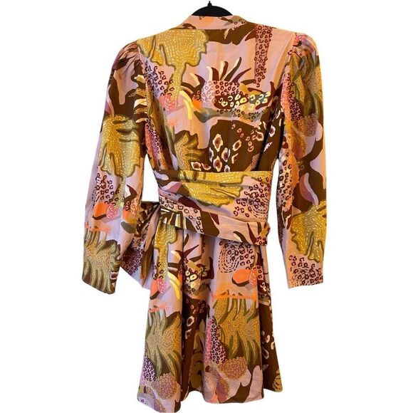 Garrie B Carly Wrap Dress Size S Botanical Flower Hawaii Vacation - Picture 5 of 11